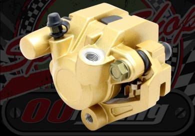 Brake. Caliper. Front. Large 30mm piston  GOLD cast non flex bracket