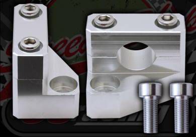 Handlebars. Clamp. Riser. 30mm rise. CNC. Billet alloy. Instep type. 7/8th or 22mm bars. 10mm top yoke bolts