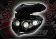 Head lamp. 4 x mini halogen. 12V. Wind deflector. Enduro. Off road