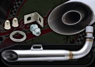 Exhaust. Complete. Stinger Micro system. Suitable for use with Monkey DAX Mini Trail A frame bikes