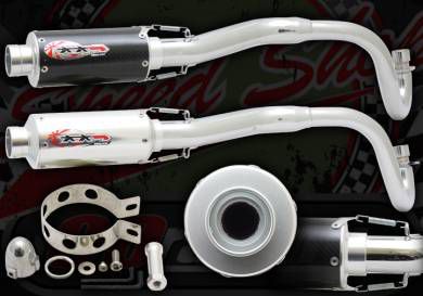 Exhaust. Complete. Japan Works System. Up & Over type. Alloy or Carbon construction. Suitable for use with Monkey bikes