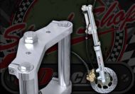 Fork kit. Wide glide 31mm Tele fork kit 220mm disc twin pot caliper 550mm/600mm Adjustable legs through yokes