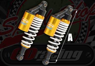 Shocks AP335mm gas piggy back for Ace 50 & 125 good damping White/Gold