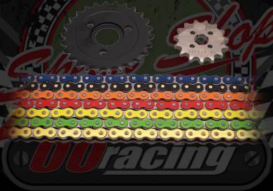 Chain and Sprocket kit. 420 pitch. OORacing. Choice of colour & size. Suitable for use on Monkey bikes
