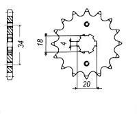 Sprocket. Front. 420 pitch. 20mm spline. 13T to 18T