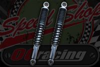 Shocks. 335mm Black/Chrome new better damping type. Suitable for DAX, Chaly, ACE