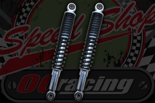 Shocks. 335mm Black/Chrome new better damping type. Suitable for DAX, Chaly, ACE