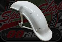 Mud guard (fender). Front. Steel painted white or chrome. Suitable for Chaly or Dax