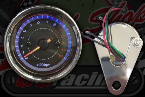 Clock. Rev counter. 60mm. Black face. Black bezel. 0 - 13,000 rpm