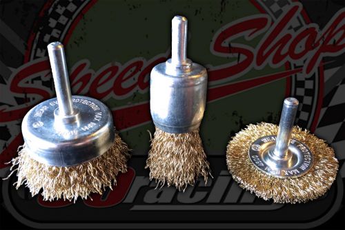  Brassed Steel Wire Wheel & Cup Brush Set 3pce