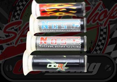 Grips. Pair. Clear coat. OOR logo only. 7/8" 22mm 130mm length
