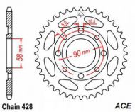 Sprocket. Rear.  428 pitch. 34T to 40T. Skyteam ACE 50 & 125